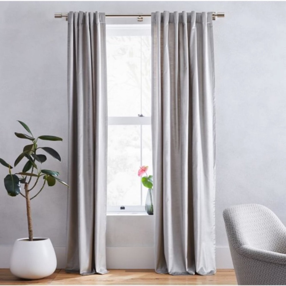 West Elm Dupioni Silk Curtain 48x96 Set Of 2